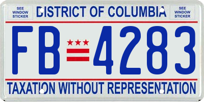 DC license plate FB4283