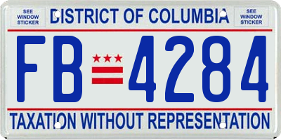 DC license plate FB4284