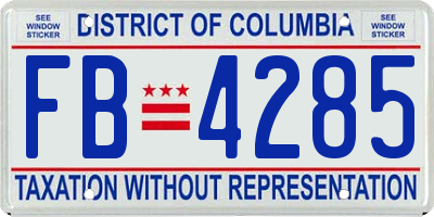 DC license plate FB4285