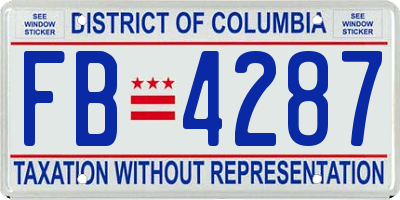 DC license plate FB4287