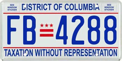 DC license plate FB4288