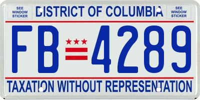 DC license plate FB4289