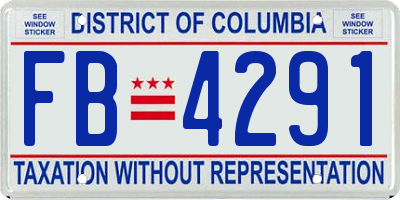 DC license plate FB4291