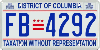 DC license plate FB4292