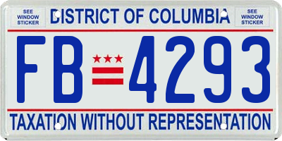 DC license plate FB4293