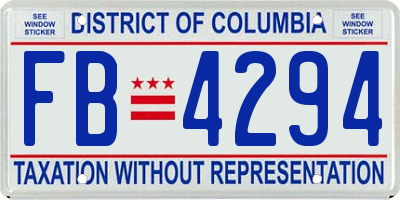 DC license plate FB4294