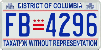 DC license plate FB4296