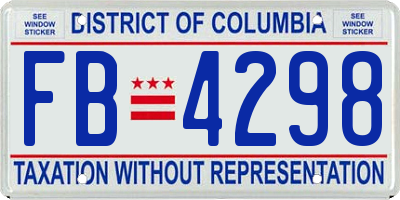 DC license plate FB4298