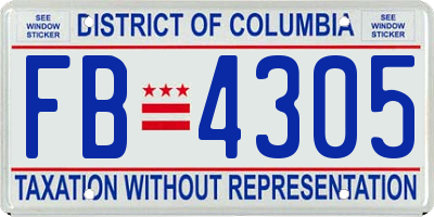 DC license plate FB4305