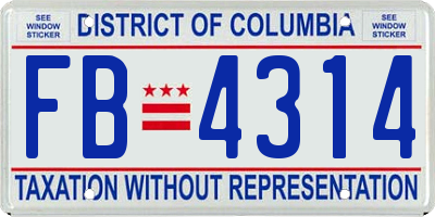 DC license plate FB4314