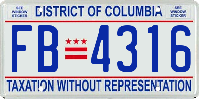 DC license plate FB4316