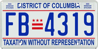 DC license plate FB4319