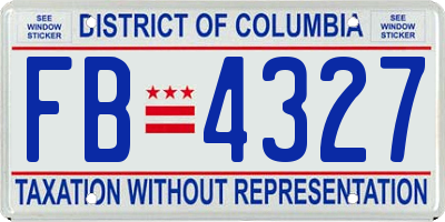 DC license plate FB4327