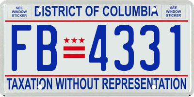 DC license plate FB4331