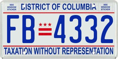 DC license plate FB4332