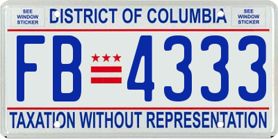 DC license plate FB4333