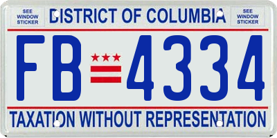 DC license plate FB4334