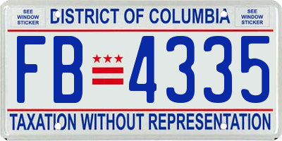 DC license plate FB4335