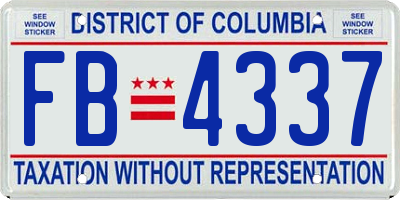 DC license plate FB4337