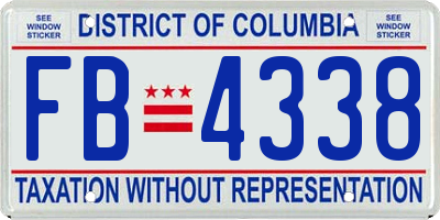 DC license plate FB4338