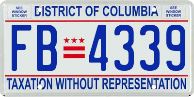 DC license plate FB4339