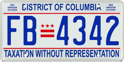 DC license plate FB4342