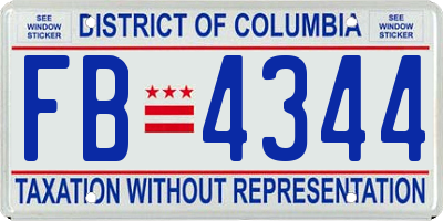 DC license plate FB4344