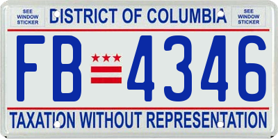 DC license plate FB4346