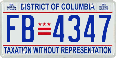 DC license plate FB4347