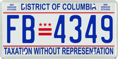 DC license plate FB4349