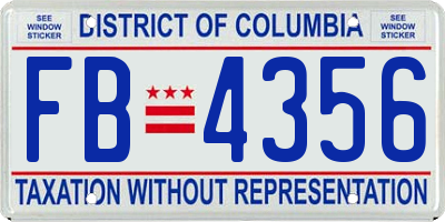 DC license plate FB4356