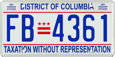 DC license plate FB4361