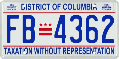 DC license plate FB4362