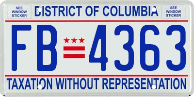 DC license plate FB4363