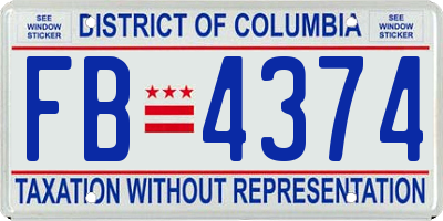 DC license plate FB4374