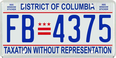 DC license plate FB4375