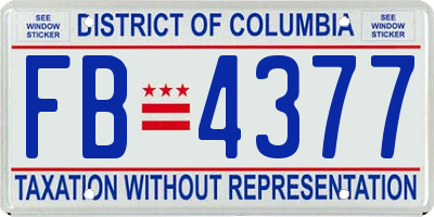 DC license plate FB4377