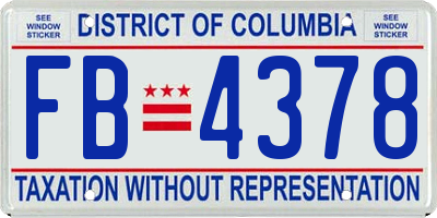 DC license plate FB4378