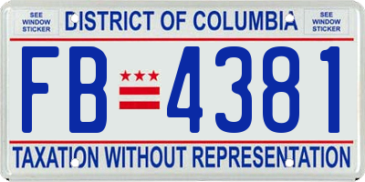 DC license plate FB4381