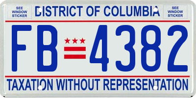 DC license plate FB4382