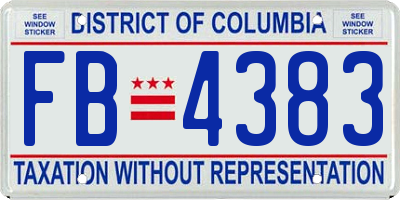 DC license plate FB4383