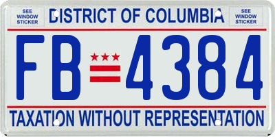 DC license plate FB4384