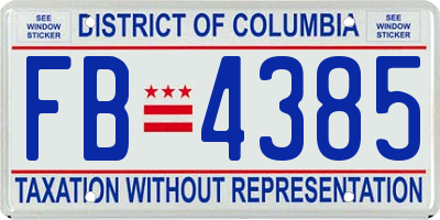 DC license plate FB4385