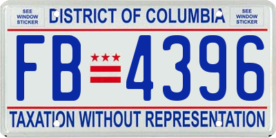 DC license plate FB4396