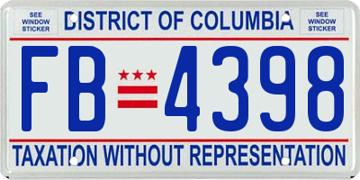 DC license plate FB4398