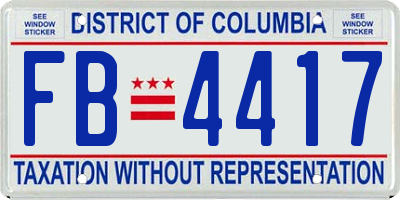 DC license plate FB4417