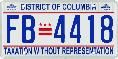 DC license plate FB4418