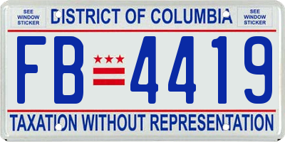 DC license plate FB4419