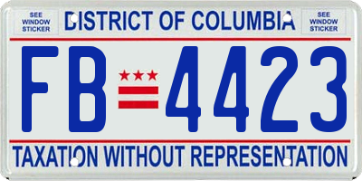 DC license plate FB4423