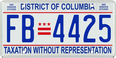 DC license plate FB4425